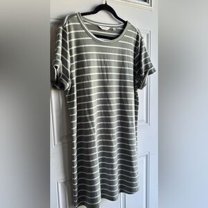 Candace Cameron Bure Sage Striped T-Shirt Dress